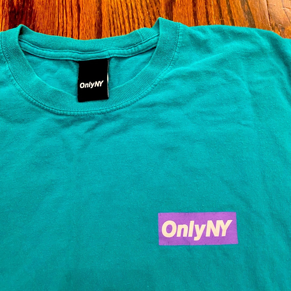 ONLY NY Teal/Purple small logo tee.